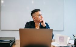 man at desk